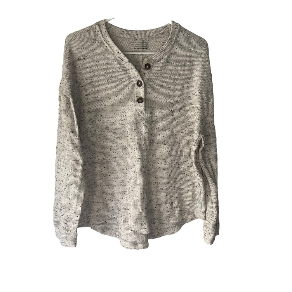 Urban Outfitters Speckled Light Gray/Beige Henley Sweater
